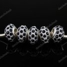 5X BLACK CRYSTAL RESIN EUROPEAN CHARM BEADS 8X14MM