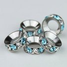 100X WHOLESALE CLEAR OCEAN BLUE CRYSTAL EUROPEAN BEADS