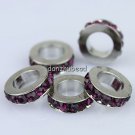 5PCS DEEP PURPLE CRYSTAL 5MM HOLE EUROPE CHARM BEADS
