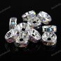 10X CLEAR AB CRYSTAL SILVER SPACER LOOSE BEADS DIY JEWELRY FINDINGS 8MM