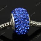TRUE 925 SILVER SAPPHIRE CZ CRYSTAL EUROPEAN CHARM BEAD