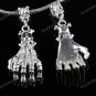5PCS CLEAR AB CRYSTAL HAND SILVER CHARM PENDANT BEAD FIT BRACELET
