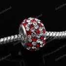 SWAROVSKI CRYSTAL TRUE 925 SILVER EUROPEAN CHARM BEAD CLEAR & RED