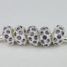 20X WHOLESALE VIOLET CRYSTAL SILVER CORE BIG HOLE BEADS
