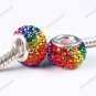 RAINBOW SWAROVSKI CRYSTAL TRUE 925 STERLING SILVER EUROPEAN CHARM BEAD 1PC