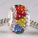 RAINBOW TRIANGLE SWAROVSKI CRYSTAL AUTHENTIC 925 SILVER EUROPEAN CHARM BEAD 1PC