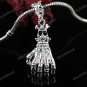 1PC CLEAR AB CRYSTAL HAND SILVER CHARM PENDANT BEAD FIT BRACELET
