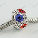 1PC RAINBOW FLOWER SWAROVSKI CRYSTAL 925 SILVER EUROPEAN CHARM BEAD FINDINGS