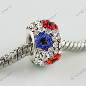 1PC RAINBOW FLOWER SWAROVSKI CRYSTAL 925 SILVER EUROPEAN CHARM BEAD FINDINGS