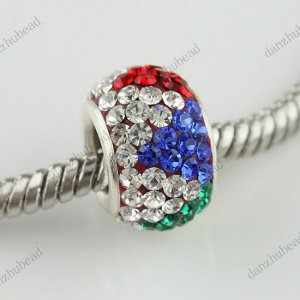 1PC RAINBOW TRIANGLE SWAROVSKI CRYSTAL 925 SILVER EUROPEAN CHARM BEAD FINDINGS