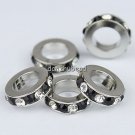 5PCS CLEAR BLACK CRYSTAL 5MM HOLE EUROPE CHARM BEADS