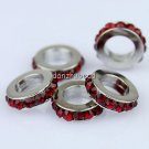 5X DEEP RED CRYSTAL 5MM HOLE SPACER EUROPE CHARM BEADS