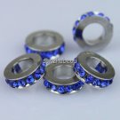 5PCS SAPPHIRE BLUE CRYSTAL 5MM HOLE EUROPE CHARM BEADS