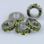 5PCS OLIVE CRYSTAL 5MM HOLE SPACER EUROPE CHARM BEADS