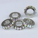 5X COLORFUL CRYSTAL 5MM HOLE SPACER EUROPE CHARM BEADS