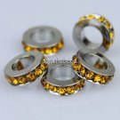 5PCS GOLDEN CRYSTAL 5MM HOLE SPACER EUROPE CHARM BEADS