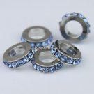 5PCS LIGHT BLUE CRYSTAL 5MM HOLE EUROPE CHARM BEADS