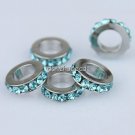 5PCS OCEAN BLUE CRYSTAL 5MM HOLE EUROPE CHARM BEADS
