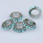 5PCS OCEAN BLUE CRYSTAL 5MM HOLE EUROPE CHARM BEADS
