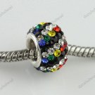 1X BLACK RAINBOW LINE SWAROVSKI CRYSTAL 925 STERLING SILVER EUROPEAN CHARM BEAD