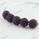 5X DEEP PURPLE CRYSTAL ALLOY DISCO BALL LOOSE BEADS JEWELRY FINDINGS 10MM