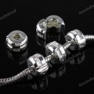 50X SILVER EUROPEAN STOPPER CLIP/LOCKS CHARM BEADS FINDINGS WHOLESALE 6X9MM