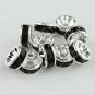 10X BLACK CRYSTAL SILVER SPACER LOOSE BEADS DIY JEWELRY FINDINGS 8MM
