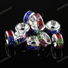 10X MULTICOLOR CRYSTAL SILVER SPACER LOOSE BEADS DIY FINDINGS 6MM