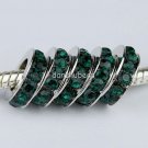 20PCS DEEP GREEN CRYSTAL 5MM HOLE EUROPEAN CHARM BEADS FINDINGS