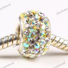 1X CLEAR & LIGHT YELLOW AB SWAROVSKI CRYSTAL 925 SILVER EUROPEAN CHARM BEAD