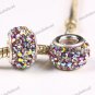 1X CLEAR & LIGHT PURPLE AB SWAROVSKI CRYSTAL 925 SILVER EUROPEAN CHARM BEAD
