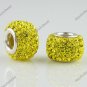 1PC YELLOW SWAROVSKI CRYSTAL TRUE 925 SILVER SQUARE EUROPEAN CHARM BEAD
