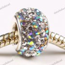 1X CLEAR & GRAY AB SWAROVSKI CRYSTAL 925 SILVER EUROPEAN CHARM BEAD