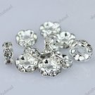 100X CLEAR CRYSTAL SILVER SPACER LOOSE BEADS FINDINGS WHOLESALE LOTS 6MM