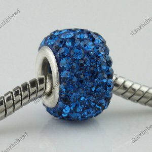 1PC DEEP BLUE SWAROVSKI CRYSTAL TRUE 925 SILVER SQUARE EUROPEAN CHARM BEAD