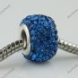 1PC DEEP BLUE SWAROVSKI CRYSTAL TRUE 925 SILVER SQUARE EUROPEAN CHARM BEAD