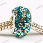 1X CLEAR & DEEP GREEN AB SWAROVSKI CRYSTAL AUTHENTIC 925 SILVER EUROPEAN BEAD