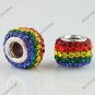 1PC RAINBOW SWAROVSKI CRYSTAL TRUE 925 SILVER SQUARE EUROPEAN CHARM BEAD