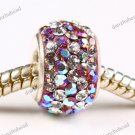 1X CLEAR & DEEP PURPLE AB SWAROVSKI CRYSTAL AUTHENTIC 925 SILVER EUROPEAN BEAD
