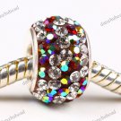 1X CLEAR & DEEP RED AB SWAROVSKI CRYSTAL AUTHENTIC 925 SILVER EUROPEAN BEAD