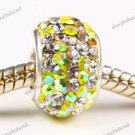 1X CLEAR & YELLOW AB SWAROVSKI CRYSTAL AUTHENTIC 925 SILVER EUROPEAN BEAD