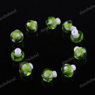 100X LIGHT GREEN MUSHROOM LAMPWORK GLASS SPACER LOOSE BEADS FINDINGS WHOLESALE
