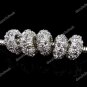 50PCS CLEAR CRYSTAL SILVER SPACER BIG HOLE CHARM BEADS FINDINGS WHOLESALE