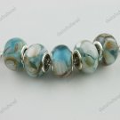 5X LAKE BLUE SHELL RESIN CHARM EUROPEAN BEADS JEWELRY FINDINGS FIT BRACELET