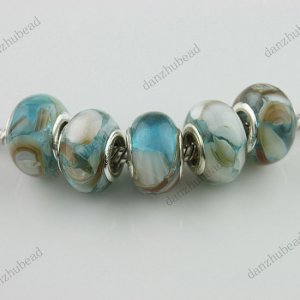 5X LAKE BLUE SHELL RESIN CHARM EUROPEAN BEADS JEWELRY FINDINGS FIT BRACELET