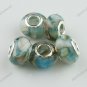 5X LAKE BLUE SHELL RESIN CHARM EUROPEAN BEADS JEWELRY FINDINGS FIT BRACELET