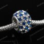 SWAROVSKI CRYSTAL TRUE 925 SILVER EUROPEAN CHARM BEAD CLEAR & DEEP BLUE