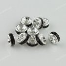 10X BLACK CRYSTAL SILVER SPACER LOOSE BEADS DIY JEWELRY FINDINGS 6MM