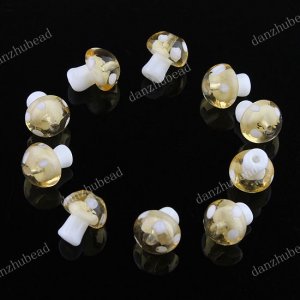 50X LIGHT GOLDEN MUSHROOM LAMPWORK GLASS SPACER LOOSE BEADS FINDINGS WHOLESA