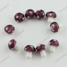 50X PURPLE MUSHROOM LAMPWORK GLASS SPACER LOOSE BEADS JEWELRY FINDINGS WHOLESALE